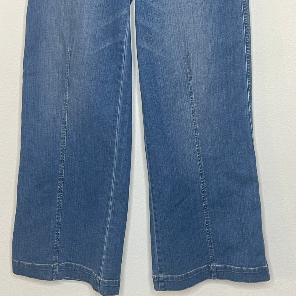 Spanx Wide Leg Jeans Vintage Indigo High Rise Pull On Denim Size M - Picture 4 of 9